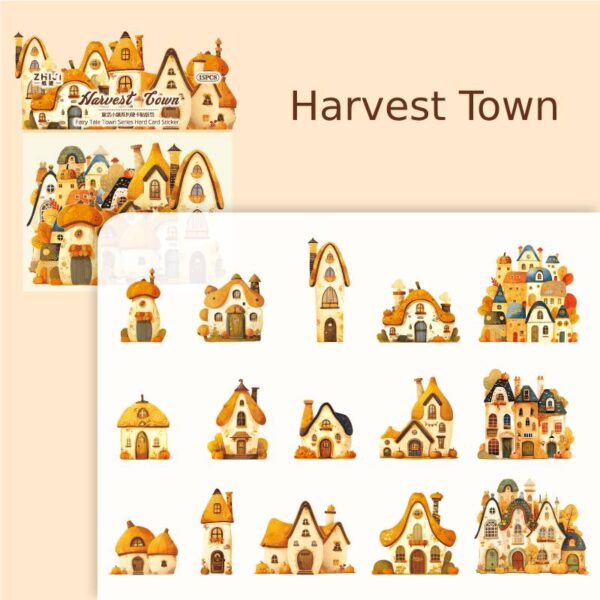 Sticker Pack Fairytale Town Collection Small Town Theme Hard Card Stickers 15 Pieces