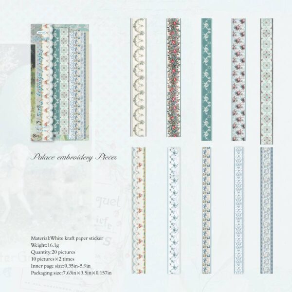 Hard card stickers Handmade gallery series Retro long strip stickers 20 pieces