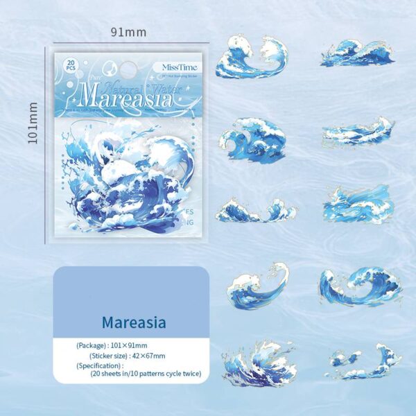 PET stickers Natural water series Water theme stickers 20 pieces