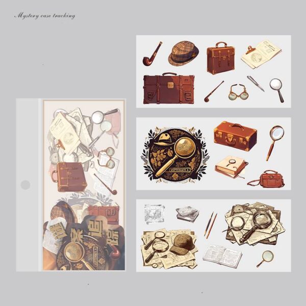 Sticker Pack Time and Time Notes Series Nostalgic Theme 3 Sheets 12 Styles