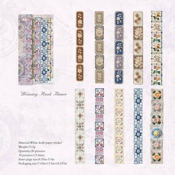 Hard card stickers Handmade gallery series Retro long strip stickers 20 pieces