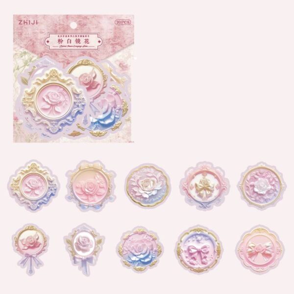 Sticker Pack Letterpress Embossed Flower Stickers 20pcs