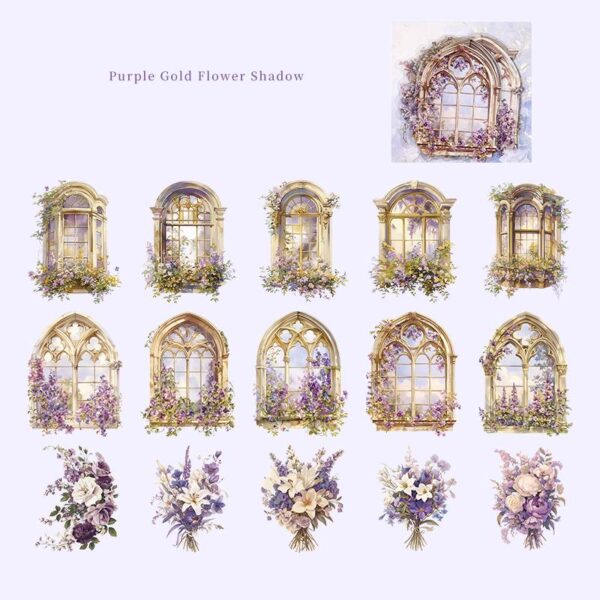 PET sticker pack Flower Window Dream Series Flower Window theme stickers 15 pieces