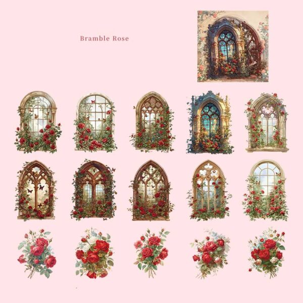 PET sticker pack Flower Window Dream Series Flower Window theme stickers 15 pieces