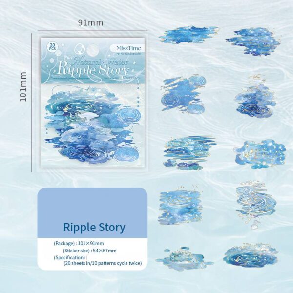 PET stickers Natural water series Water theme stickers 20 pieces