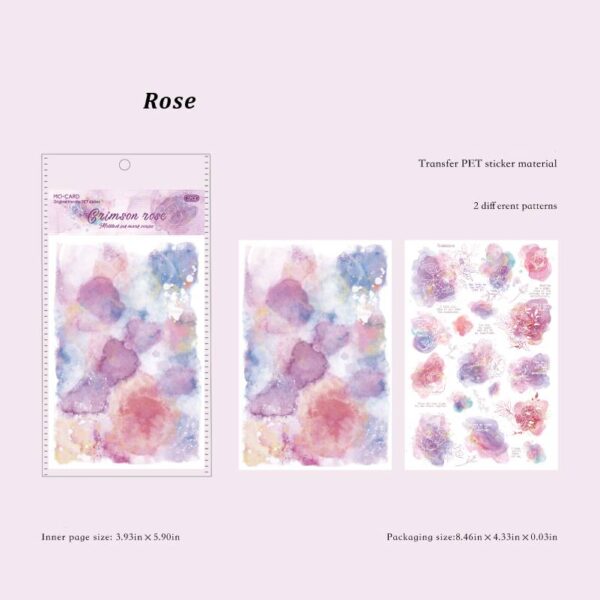 PET transfer stickers, mottled ink series, 2 sheets