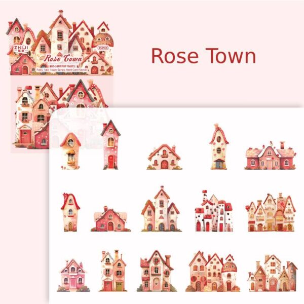 Sticker Pack Fairytale Town Collection Small Town Theme Hard Card Stickers 15 Pieces