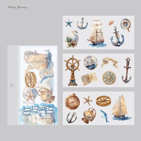 Sticker Pack Time and Time Notes Series Nostalgic Theme 3 Sheets 12 Styles