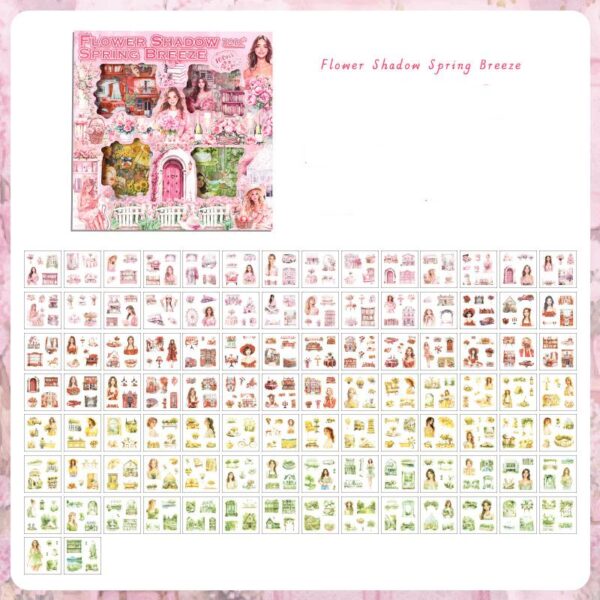 Gift box stickers Flowers and Seasons Series Character Theme Stickers 100 pieces