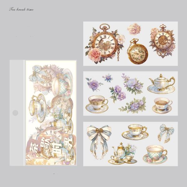 Sticker Pack Time and Time Notes Series Nostalgic Theme 3 Sheets 12 Styles