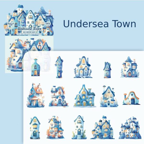 Sticker Pack Fairytale Town Collection Small Town Theme Hard Card Stickers 15 Pieces