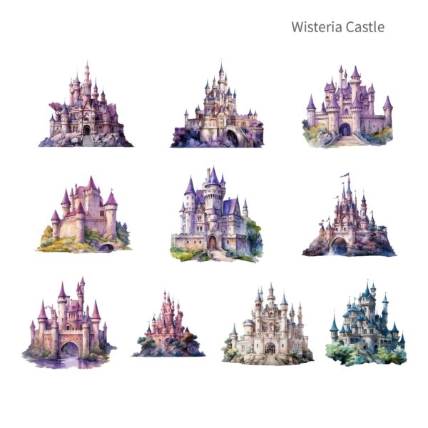 PET tiēzhǐ bāo huànjìng chéngbǎo xìliè chéngbǎo zhǔtí 20 zhāng white moon castle| star river castle| forest castle | flower castle | wisteria castle | golden leaf castle| 6 packs 144 / 5,000 PET sticker pack Fantasy Castle Series Castle theme 20 pieces