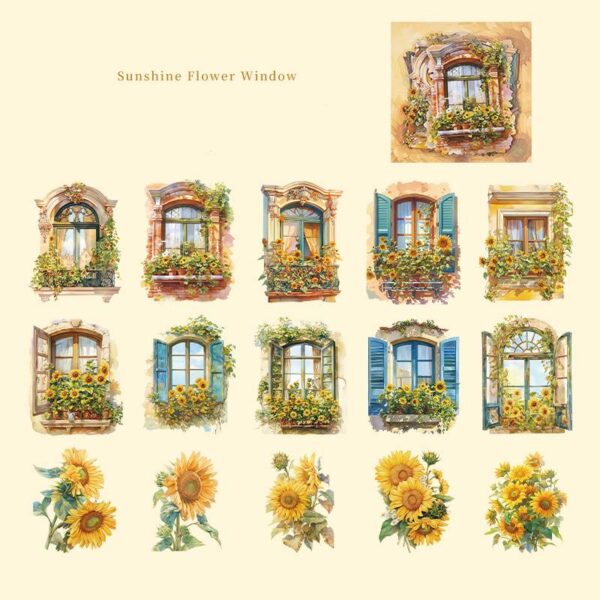 PET sticker pack Flower Window Dream Series Flower Window theme stickers 15 pieces