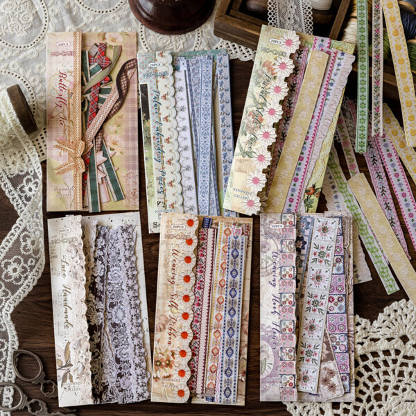 Hard card stickers Handmade gallery series Retro long strip stickers 20 pieces