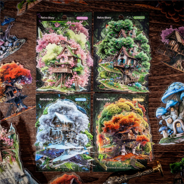 PET sticker pack Tree House Series Fantasy Tree House 16 pieces