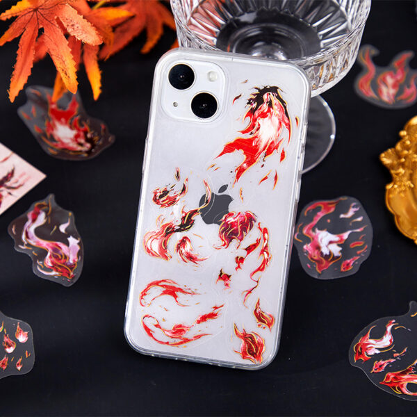PET stickers Breath of Fire series Flame theme gold foil stickers 20 pieces