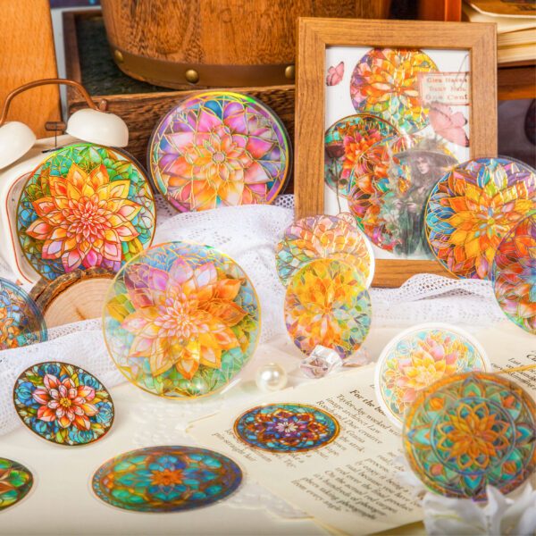 Sticker Pack Glass Mandala Series Retro Theme 12 pieces