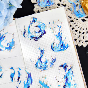 PET stickers Breath of Fire series Flame theme gold foil stickers 20 pieces