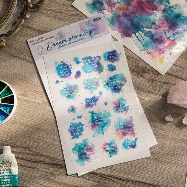 PET transfer stickers, mottled ink series, 2 sheets