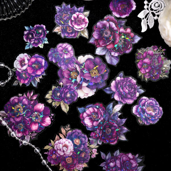 PET sticker pack Four Seasons Flowers Series flower-themed stickers 15pcs