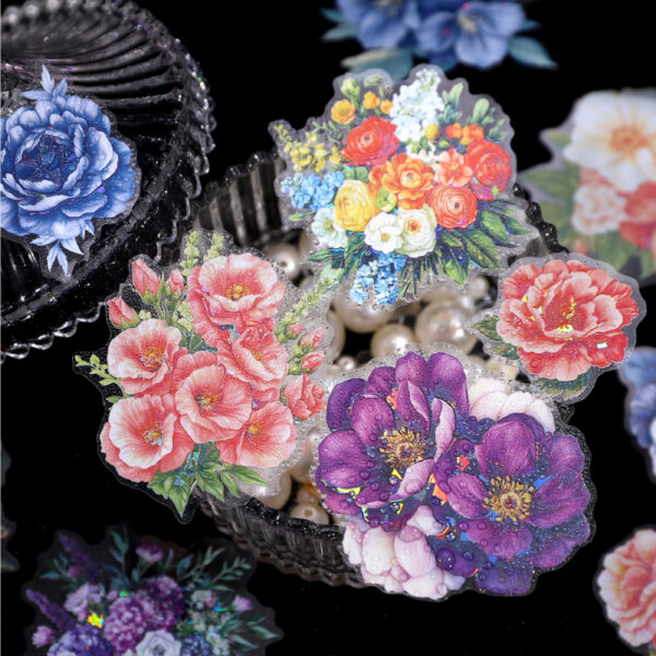 PET sticker pack Four Seasons Flowers Series flower-themed stickers 15pcs