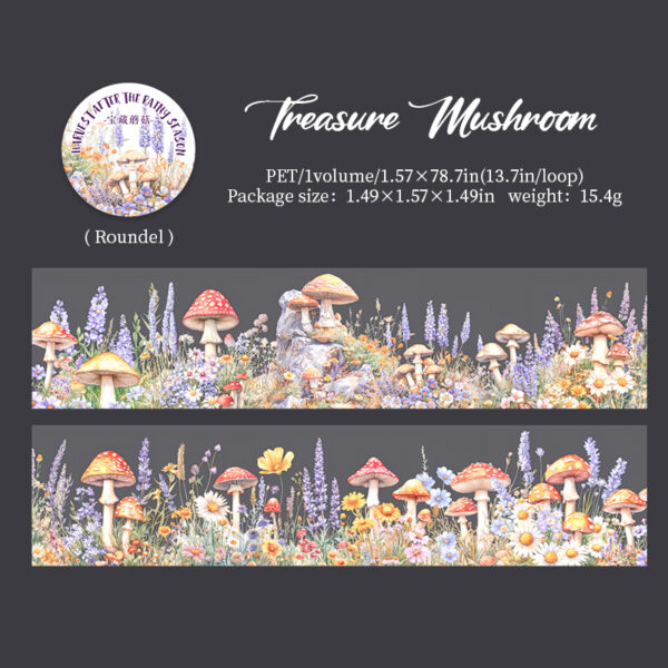 PET tape Harvest after the rainy season series Mushroom theme 2m