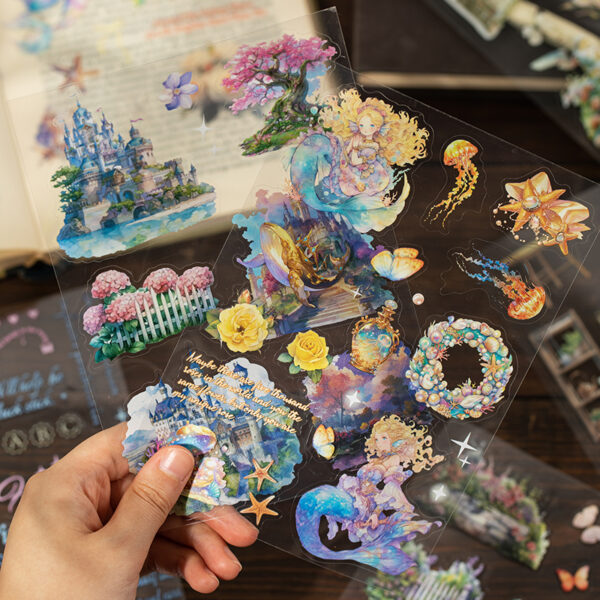 PET sticker book collage fragment series flower and ocean theme 20 sheets