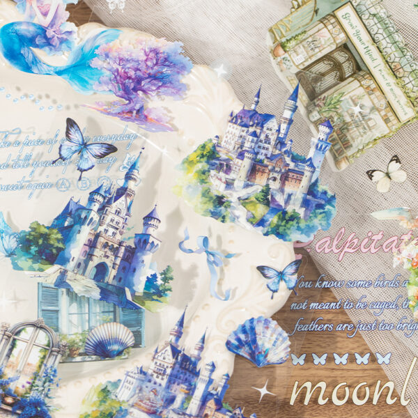 PET sticker book collage fragment series flower and ocean theme 20 sheets