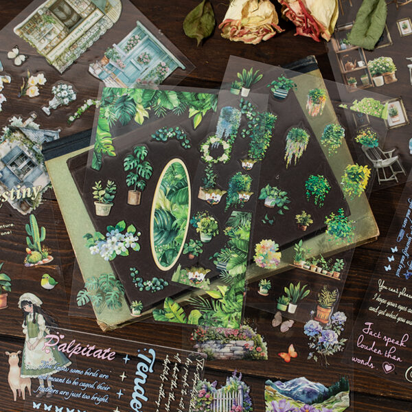 PET sticker book collage fragment series flower and ocean theme 20 sheets