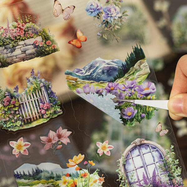 PET sticker book collage fragment series flower and ocean theme 20 sheets