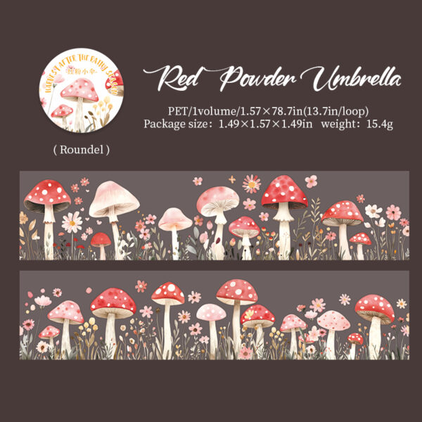 PET tape Harvest after the rainy season series Mushroom theme 2m