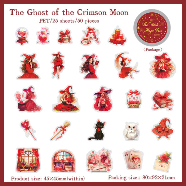 Stickers in box Witch's Magic Box Series Magic Witch Theme Stickers 50 pieces