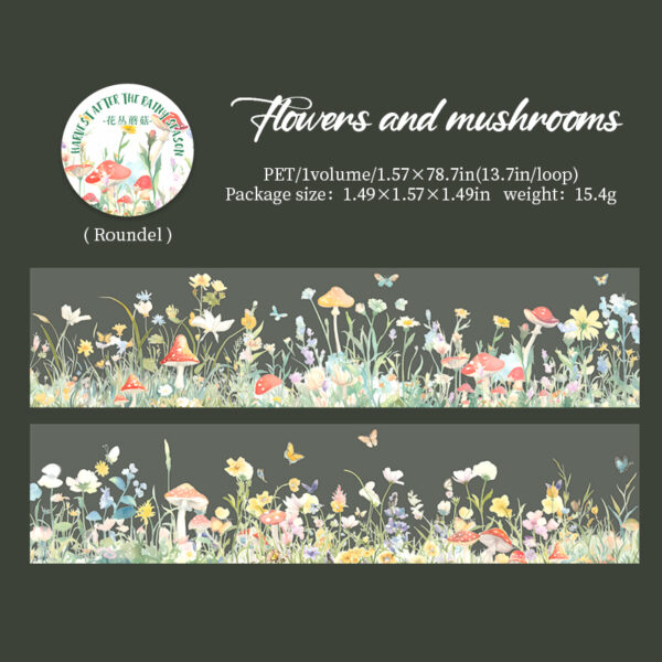PET tape Harvest after the rainy season series Mushroom theme 2m