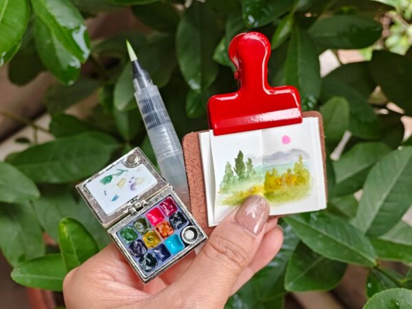 Mini Ring Watercolor Kit, Travel Palette Kit, Portable mini watercolor kit