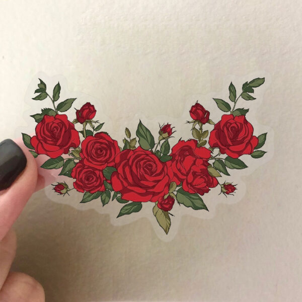 Vintage Red Rose Theme Stickers 50pcs