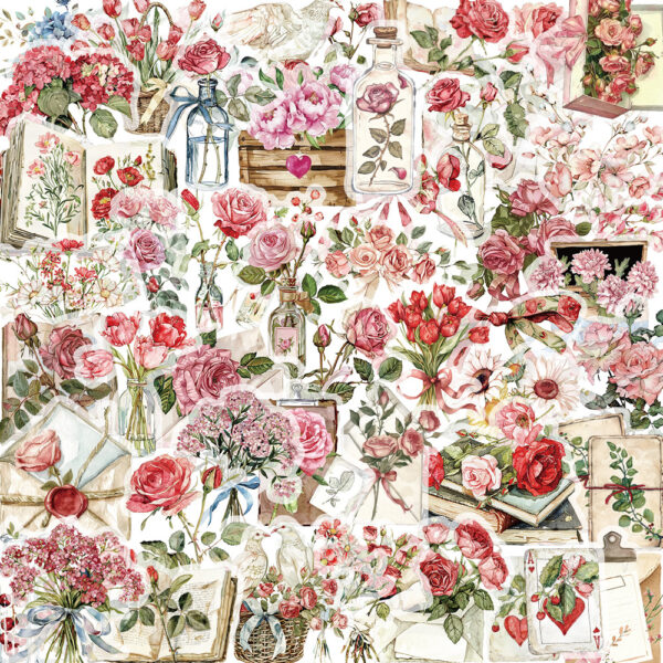 Flower and Letters Theme Stickers 50pcs