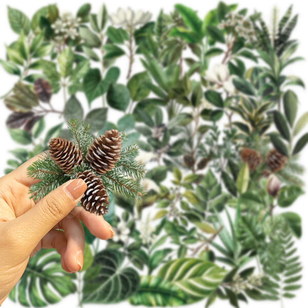 Vintage Green Leaves Theme Stickers 50pcs