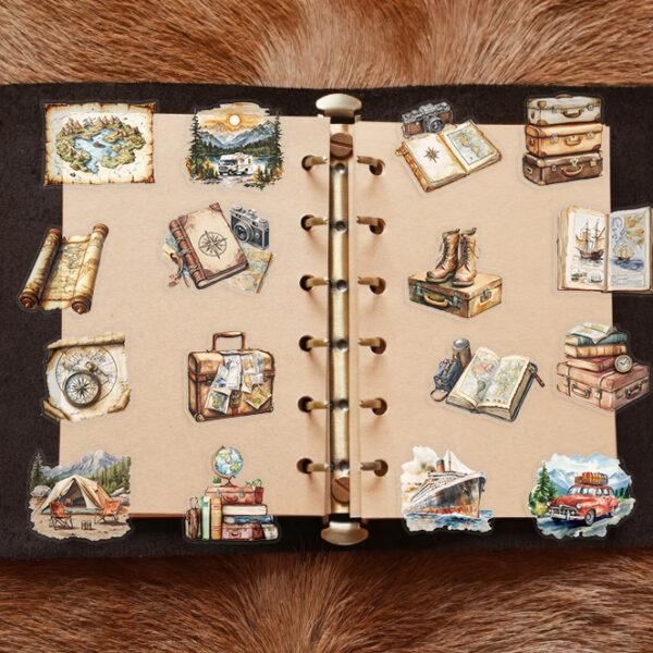 Vintage Travel Theme Stickers 50pcs