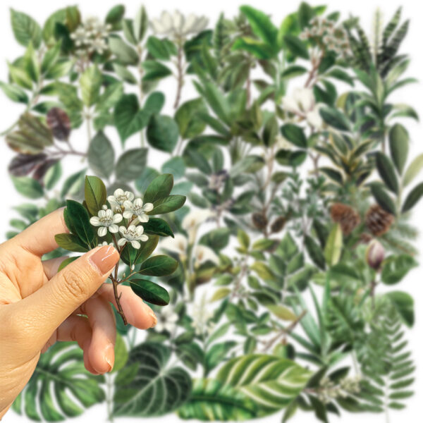 Vintage Green Leaves Theme Stickers 50pcs