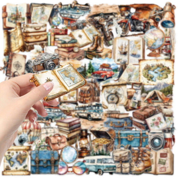 Vintage Travel Theme Stickers 50pcs