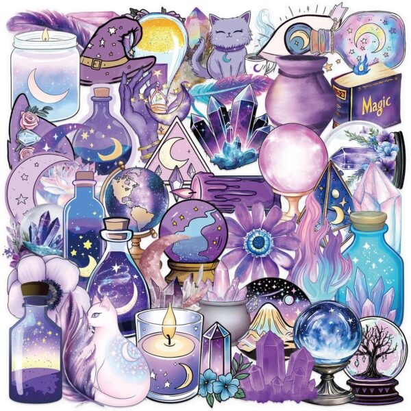 Magic Witch Theme PET Stickers 50pcs