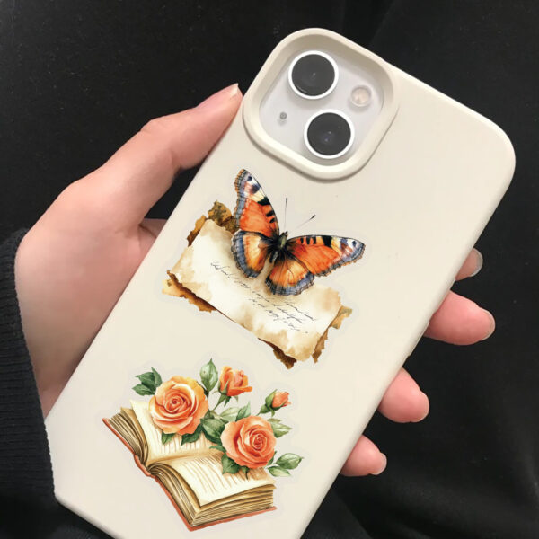 Orange Flower Theme Stickers 50pcs