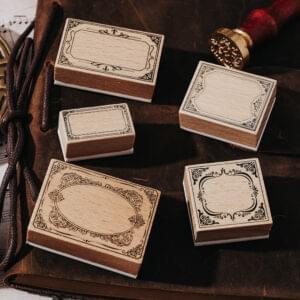 Stamp Wooden Seal Set Baroque Fantasy Series Border Theme