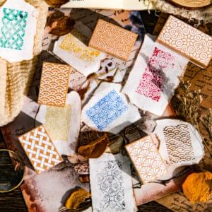 Stamp Wooden Seal Qiwen Series Retro Pattern Theme