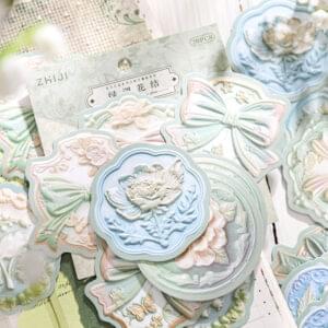 Sticker Pack Letterpress Embossed Flower Stickers 20pcs