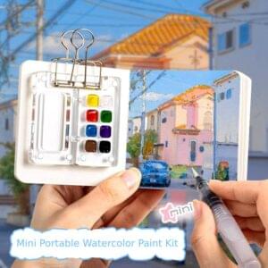 Mini paint set for travel, gift for kids, portable pocket paint kit