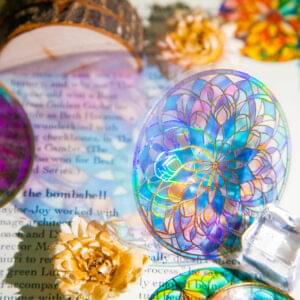 Sticker Pack Glass Mandala Series Retro Theme 12 pieces