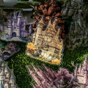 PET tiēzhǐ bāo huànjìng chéngbǎo xìliè chéngbǎo zhǔtí 20 zhāng white moon castle| star river castle| forest castle | flower castle | wisteria castle | golden leaf castle| 6 packs 144 / 5,000 PET sticker pack Fantasy Castle Series Castle theme 20 pieces