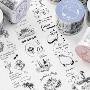 Tape Romantic Notes Series Hand-painted Style 2m