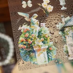 PET sticker book collage fragment series flower and ocean theme 20 sheets